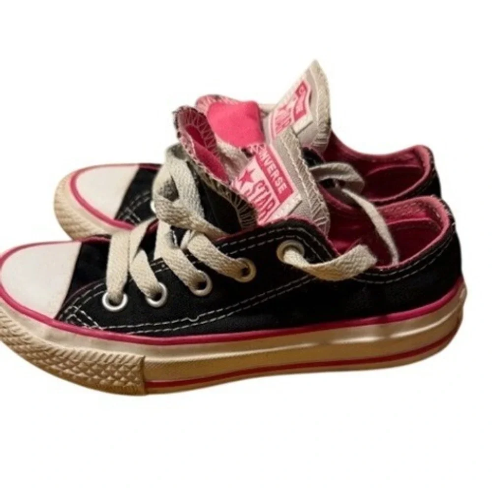Converse‎ Chuck Taylor All Star Double Tongue Black Pink Kids Shoes Size 11